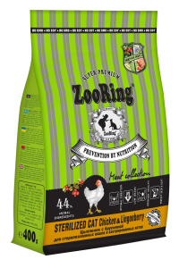 ZOORING Sterilized CAT CHICKEN&Lingonberry Сухой корм для стерилизованных кошек и кастрированных котов всех пород Цыпленок с брусникой,  (1,5 кг)