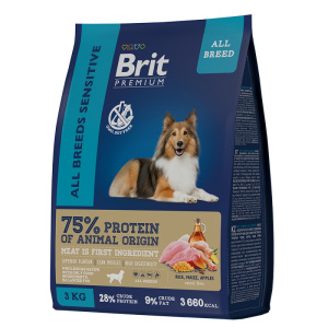 Brit Premium Sensitive с бараниной и индейкой для взрослых собак всех пород, (1 кг )