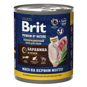 Brit Premium by Nature консервы с бараниной с рубцом для взрослых собак всех пород, 850 г