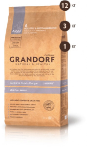 GRANDORF Grain Free Adult All Breed Беззерновой сухой корм для взрослых собак всех пород, кролик и батат, (1 кг)
