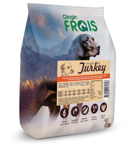 FRAIS Adult Dog Turkey Сухой корм для взрослых собак средних и крупных пород с мясом индейки, (3 кг.)