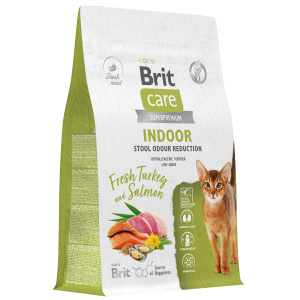 Brit Care Superpremium Cat Indoor с индейкой и лососем для взрослых кошек, Уменьшение запаха,  (400 г)