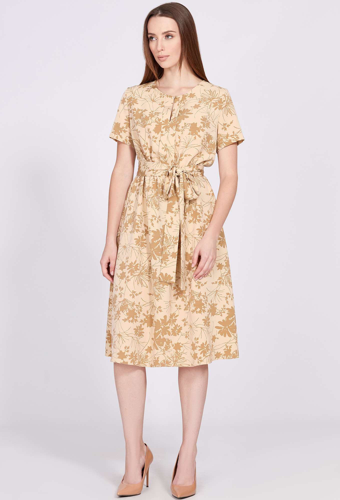 ст. цена2499руб.! Платье Solei 4664 бежевый цветы