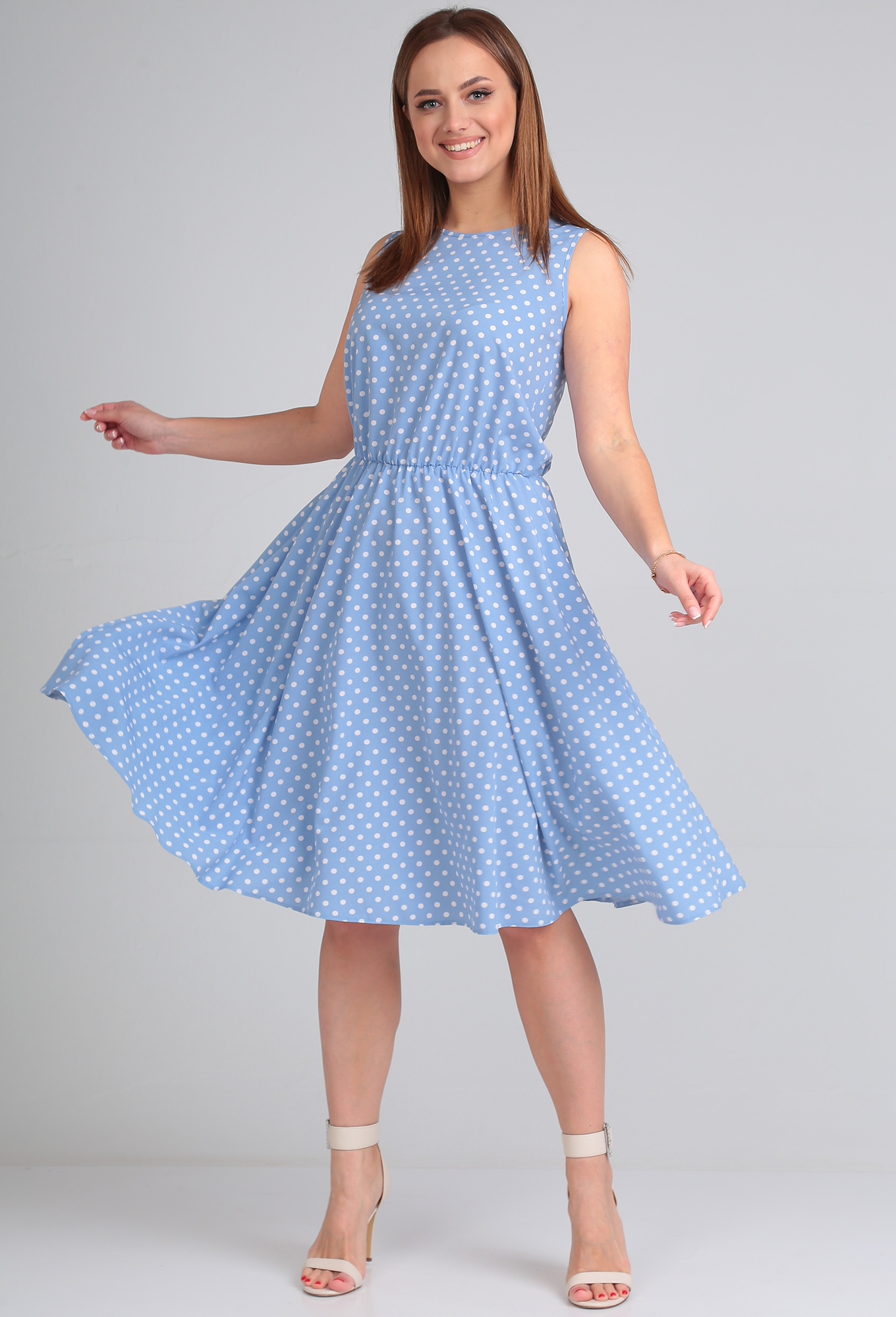 ст. цена1999руб.! Платье Lady Line 544 голубой горох