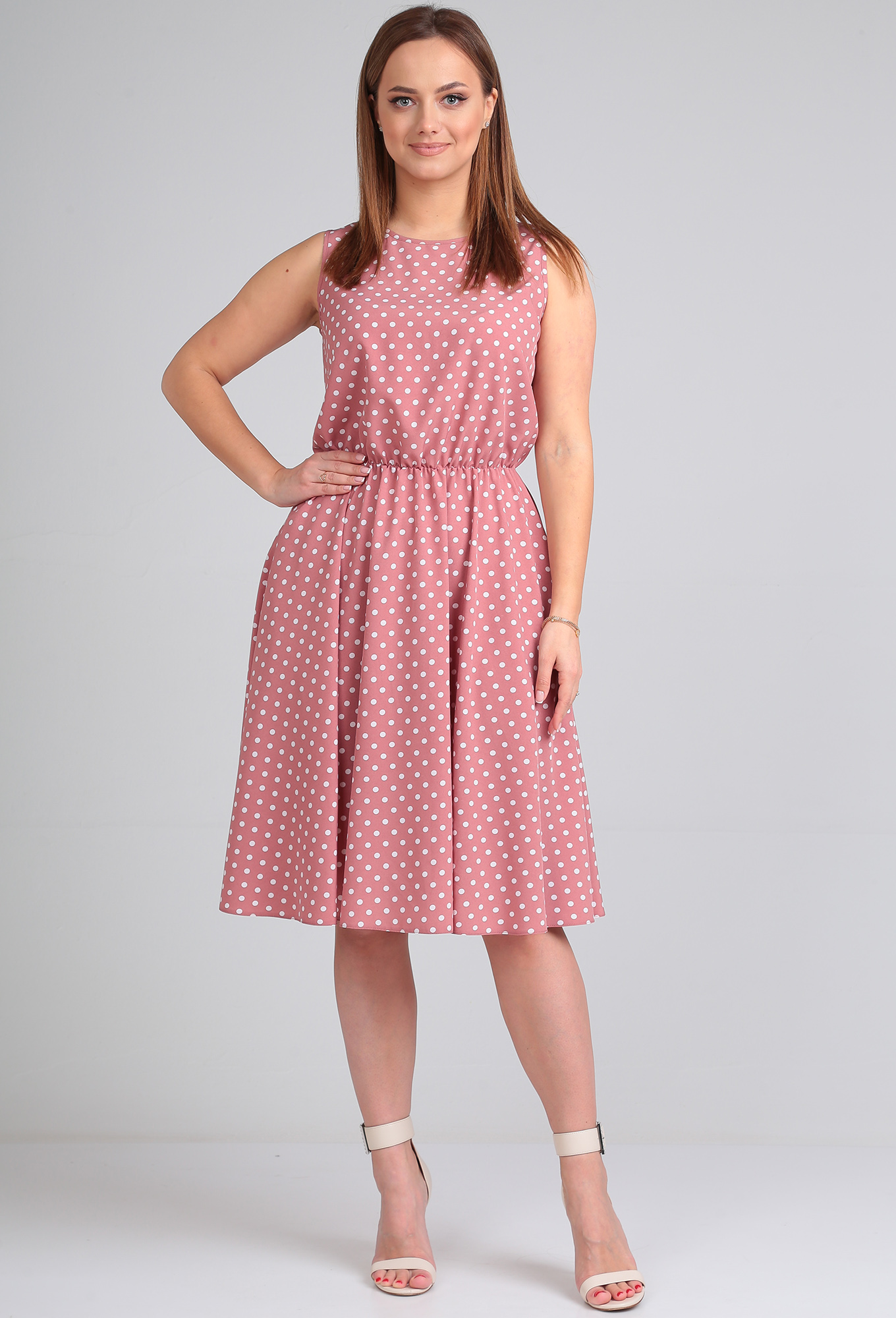 ст. цена1999руб.! Платье Lady Line 544 розовый горох