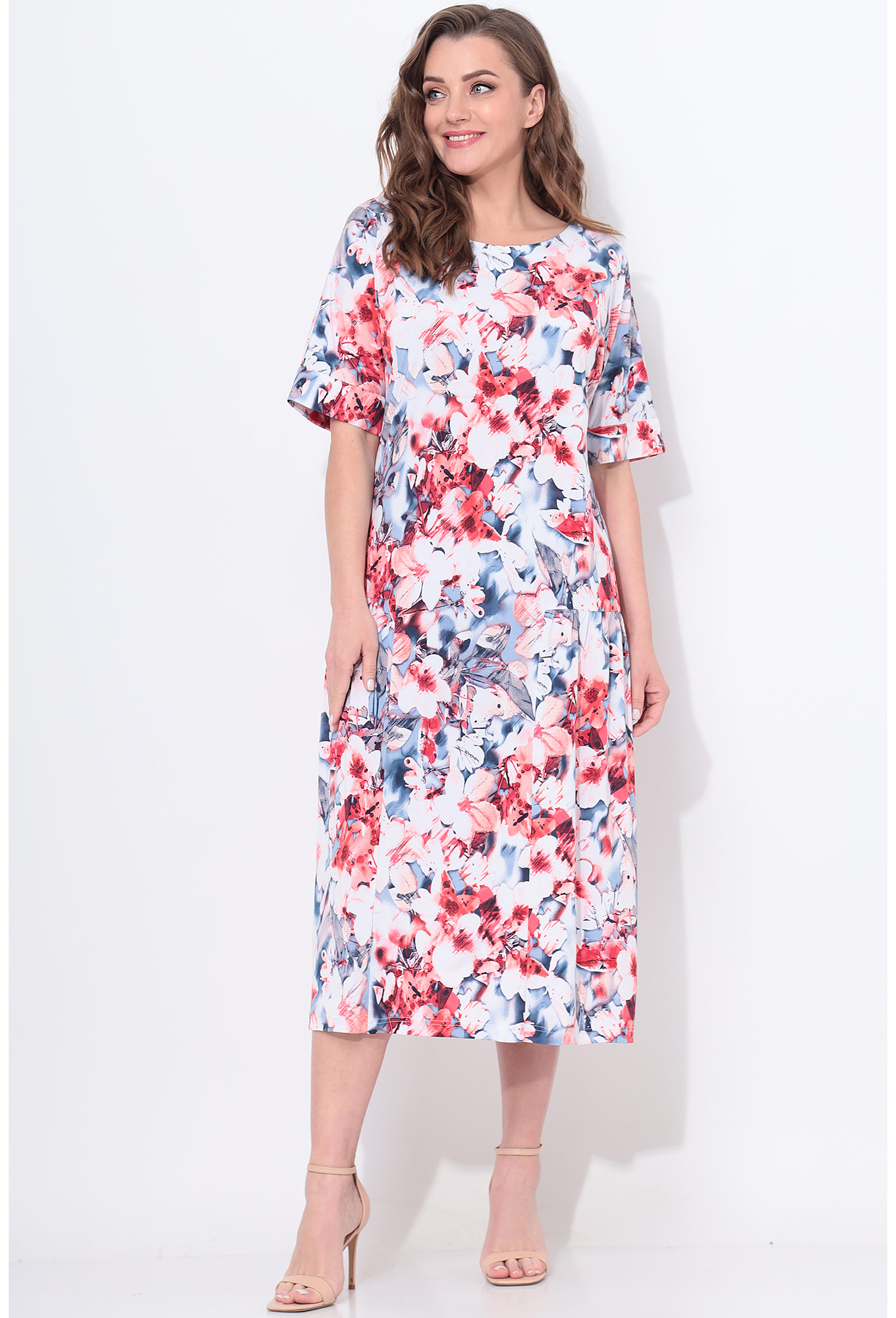 ст. цена1999руб.! Платье Lenata 11121 красный цветы