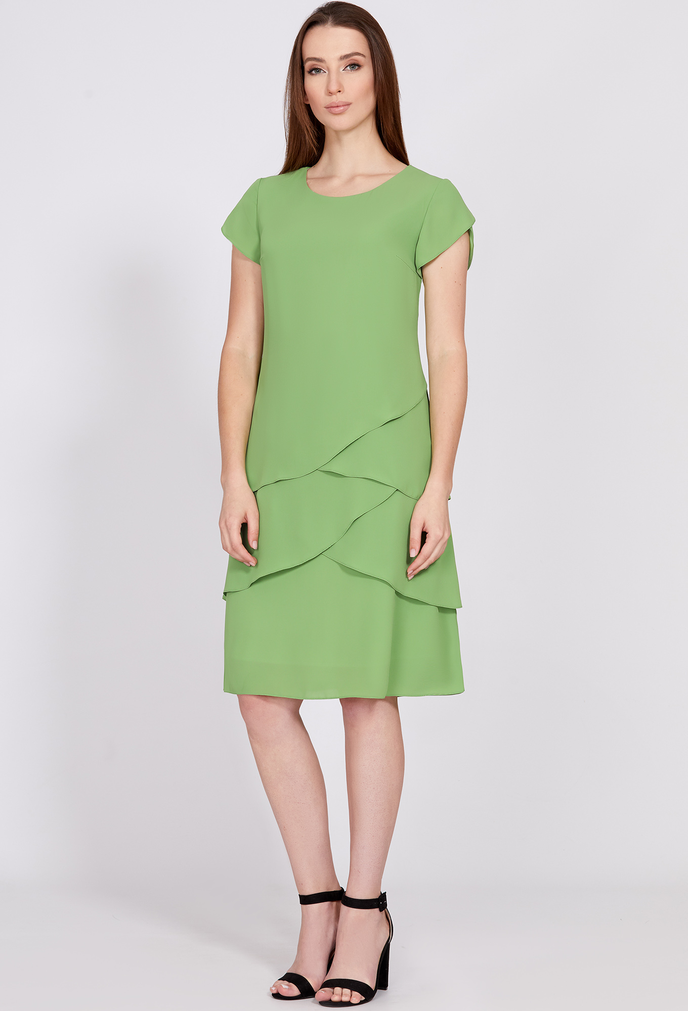 ст. цена2499руб.! Платье Solei 4746 салат