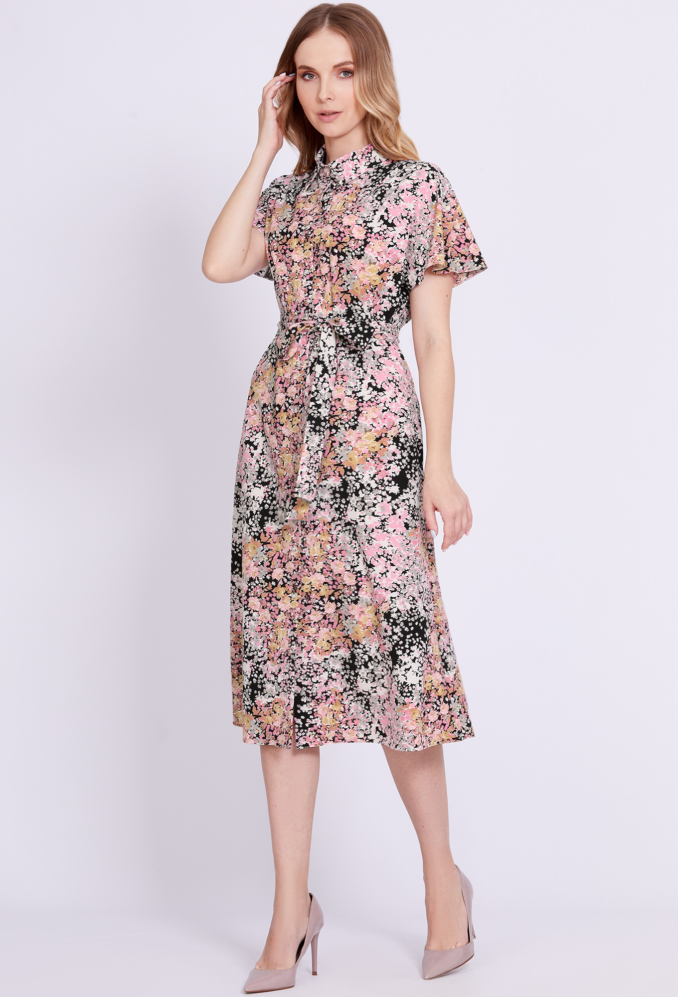 ст. цена2499руб.! Платье Solei 4650 розовый цветы