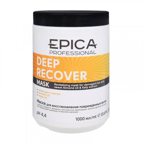 EPICA Deep Recover / Маска для восстановления поврежденных волос с маслом сладкого миндаля и экстрактом ламинарии, 1000 мл