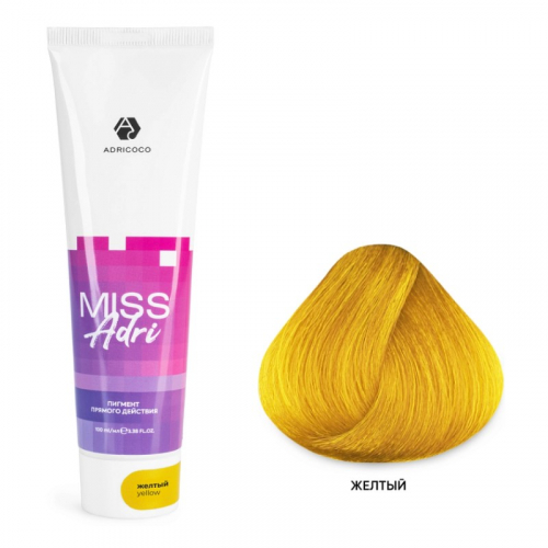 Пигмент прямого действия для волос Miss Adri без окислителя, желтый, 100 мл.