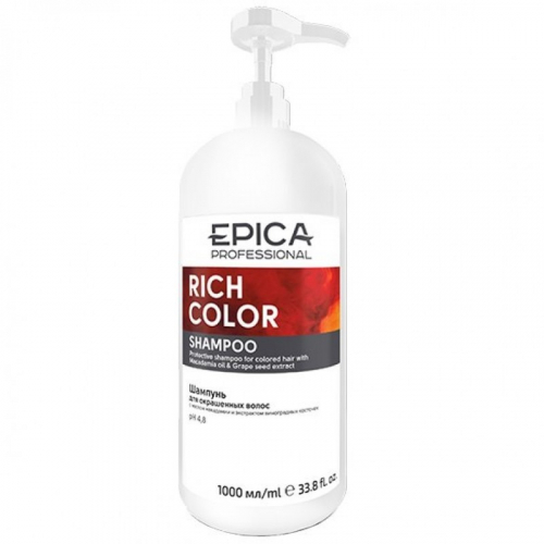EPICA Rich Color / Шампунь для окрашенных волос с маслом макадамии и экстрактом виноградной косточки, 1000 мл