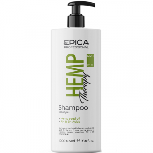 EPICA «Hemp therapy ORGANIC», Шампунь для роста волос с маслом семян конопли, витаминами PP, AH и BH кислотами, 1000 мл