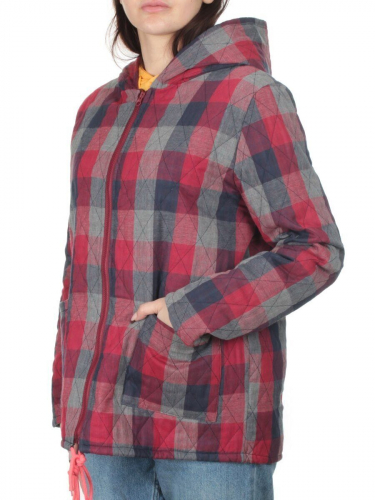 W-128 RED/GRAY Куртка демисезонная женская (100% хлопок, синтепон 50 гр.) размер 54