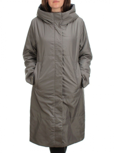 22335 SWAMP/GRAY Пальто стеганое двухстороннее демисезонное женское (100 гр. синтепон) размер 48