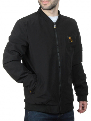 EM25056 BLACK Куртка-бомбер мужская демисезонная (100 гр. синтепон) размер L - 46 российский