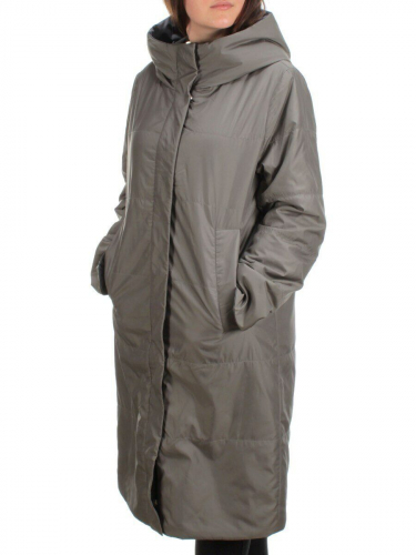 22335 SWAMP/GRAY Пальто стеганое двухстороннее демисезонное женское (100 гр. синтепон) размер 48