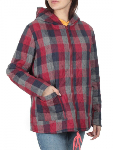 W-128 RED/GRAY Куртка демисезонная женская (100% хлопок, синтепон 50 гр.) размер 54
