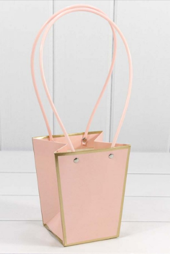 Пакет подарочный ваза для цветов 15.5*13*9.5 см Розовый 445068