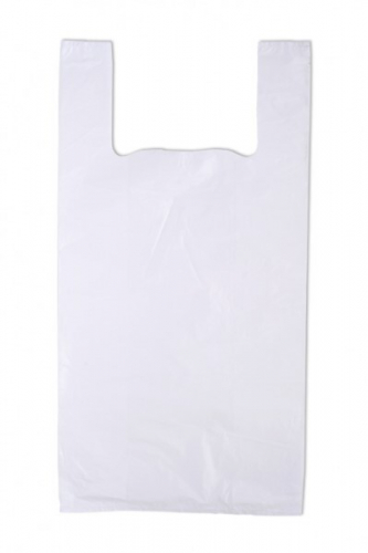 Полиэтиленовый пакет майка ПНД 10 мкм 28+14*50 см Однотонная белая 100 шт