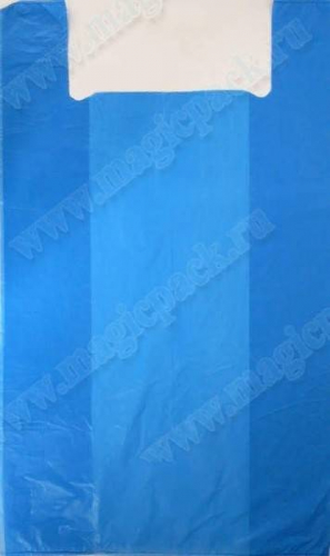 Полиэтиленовый пакет майка ПНД 15 мкм 38*70 см Синий 100 шт