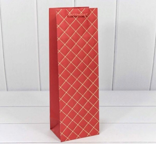 Подарочный пакет люкс бумажный 12*36*9 см Ромб красный 446110