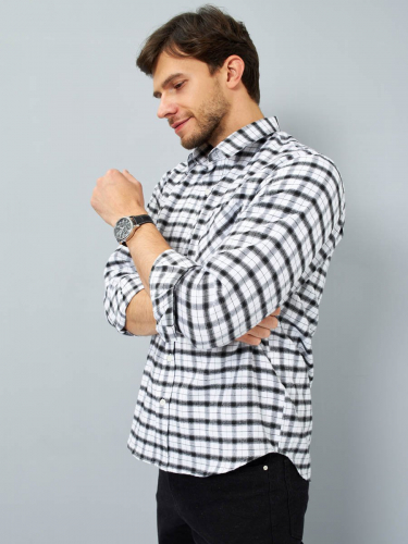 Рубашка мужская арт. 07355 Черно-белая-серая клетка