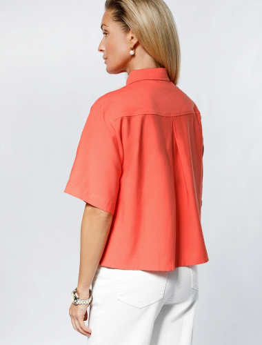 Блузка в стиле сафари из плотного лиоцелла D29.239 коралловый