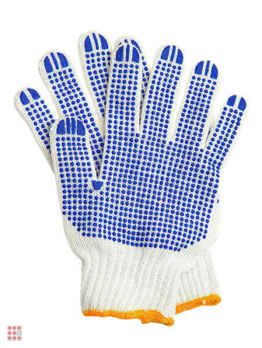 Рабочие перчатки хб с ПВХ 10класс 4 нити