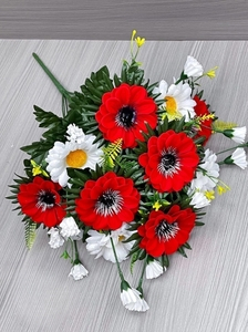 Цветы искусственные декоративные Анемоны+ромашки (11 цветков) 57 см