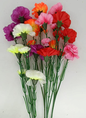 Цветок искусственный декоративный Гвоздика 5 цветков 65см