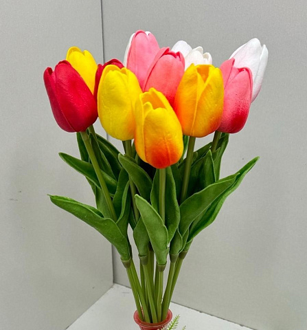 Цветок искусственный декоративный Тюльпан силиконовый 1 бутон 35см