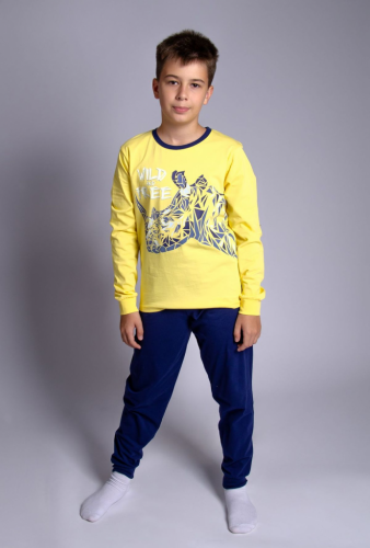 92222 Пижама для мальчика желтый/т.синий