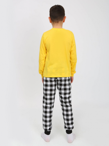91236 Пижама детская (джемпер, брюки) желтый/черная клетка