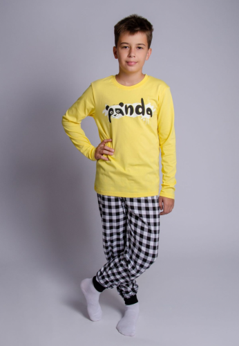 92230 Пижама для мальчика желтый/черная клетка