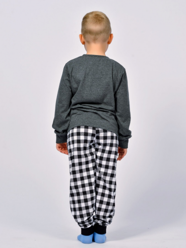 92207 Пижама для мальчика т.серый меланж/черная клетка