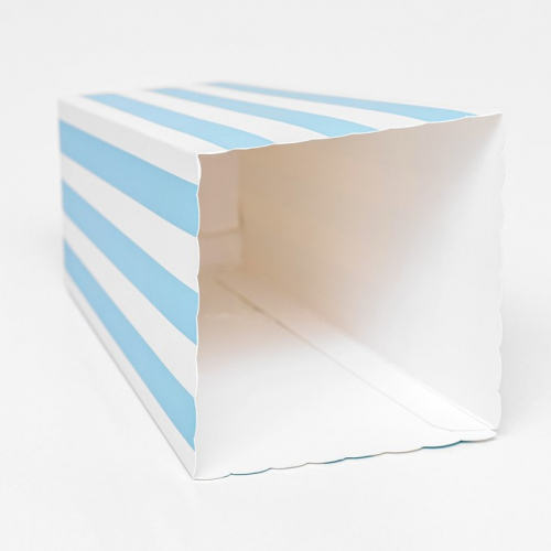 Упаковка для попкорна, голубые полосы, 8,5 х 8,5 х 15,5 см
