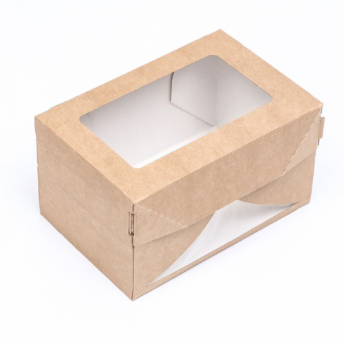 Коробка складная, с окном, крафт, 15 х 10 х 8,5 см
