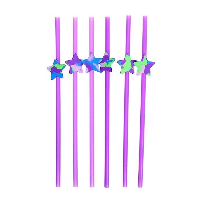 Трубочка для коктейля «Звезда», в наборе 6 штук, МИКС