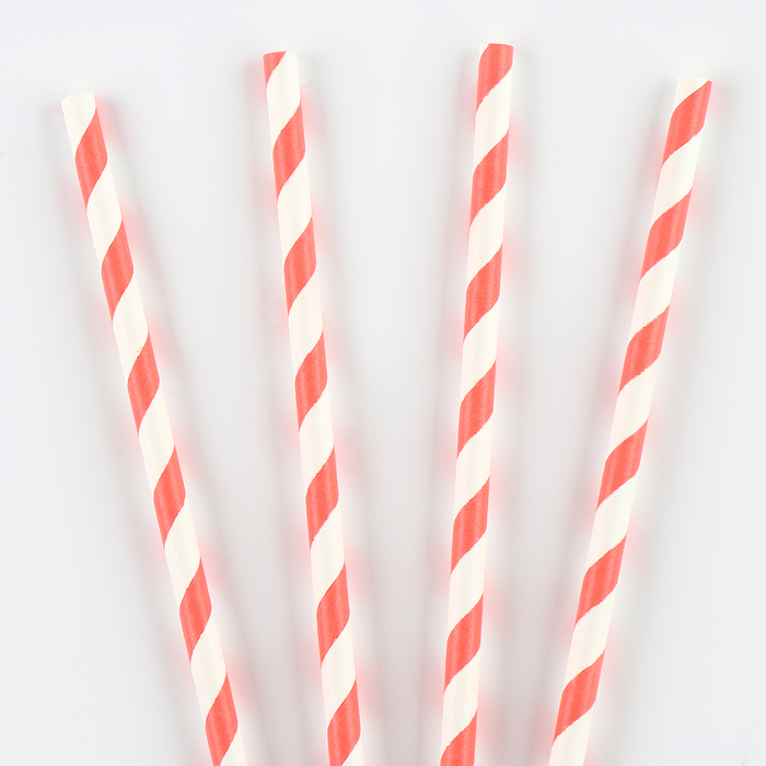 Трубочка для коктейля «Спираль», набор 25 шт., бело-розовая
