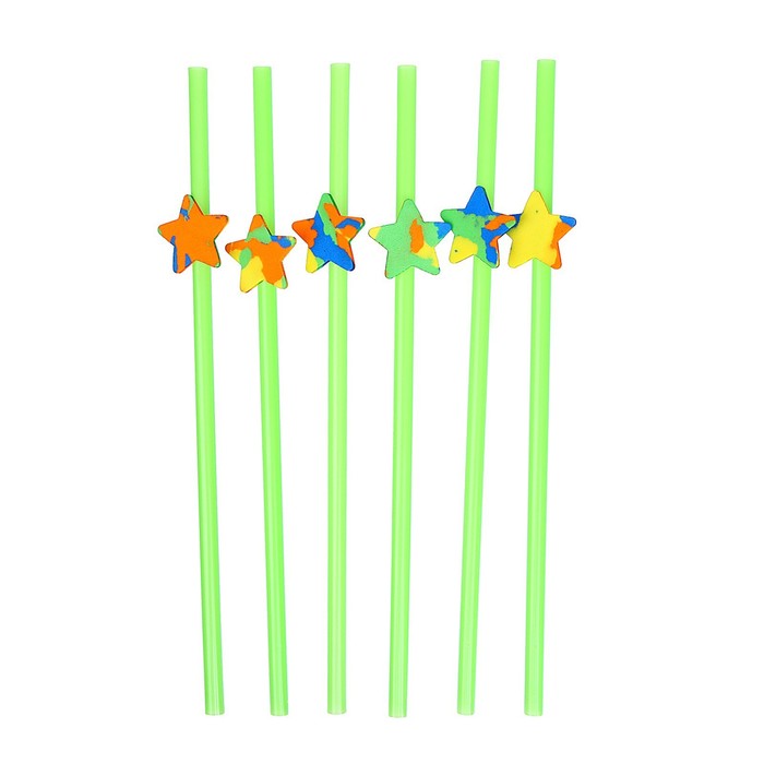 Трубочка для коктейля «Звезда», в наборе 6 штук, МИКС