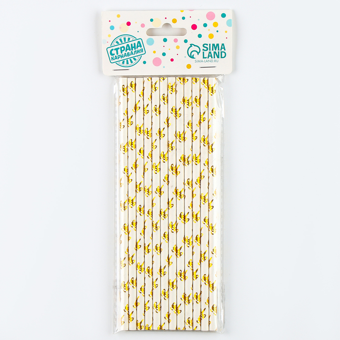 Трубочки для коктейля «Единорожка», набор 12 шт., цвет золото