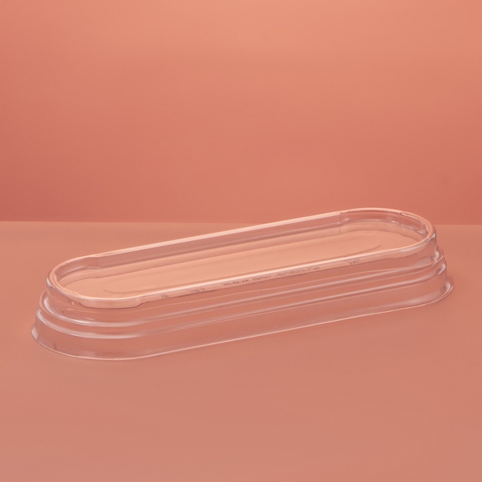 Крышка пластиковая одноразовая для креманки овальной «Лимончелло», 12.5×4.5×1.5 см, прозрачная