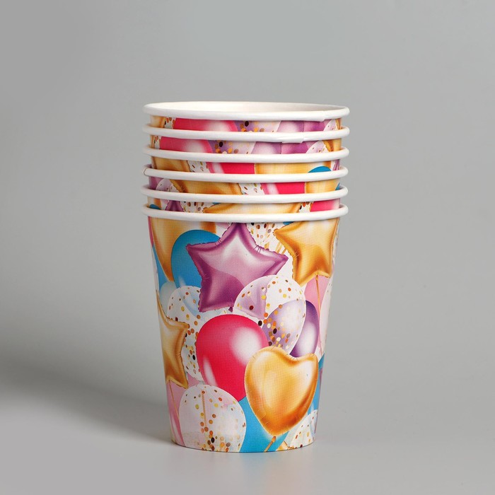 Посуда бумажная одноразовая «Шары», 6 тарелок, 6 стаканов