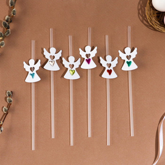 Трубочки для коктейля «Ангел» на пасху, набор 6 шт.