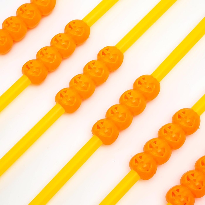 Трубочки для коктейля «Тыква», оранжевая, набор 6 шт.