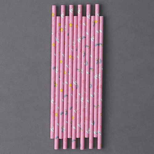 Трубочки для коктейля «Звёздочки», набор 12 шт., цвет розовый