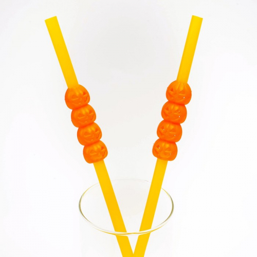 Трубочки для коктейля «Тыква», цвет оранжевый, набор 6 шт.