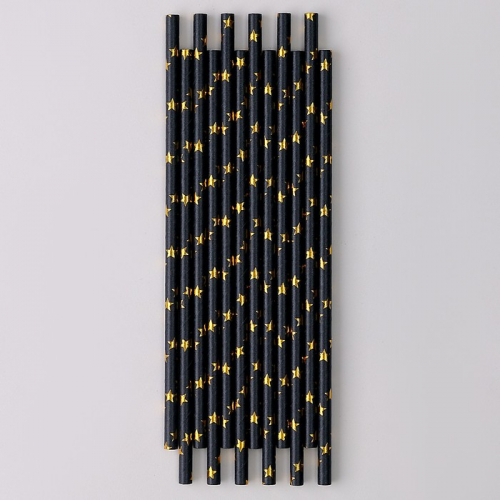 Трубочки для коктейля «Звёзды» набор 12 шт., цвет чёрный