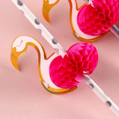 Трубочки для коктейля «Фламинго», спираль, в наборе 6 штук