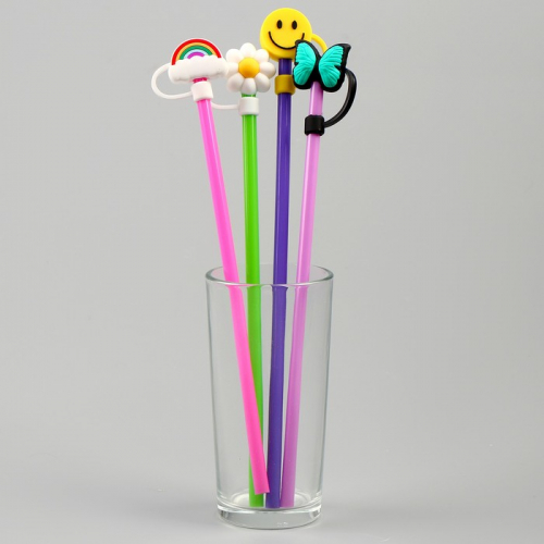Трубочки для коктейля «Лето», набор 4 шт, цвет МИКС